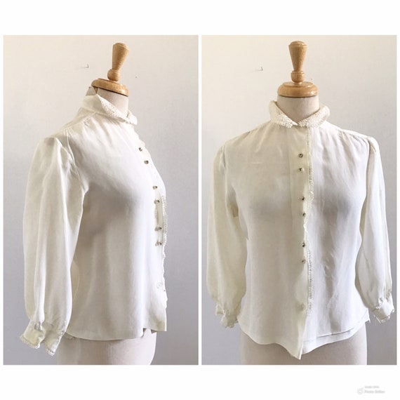 1940s-1950s White Rayon Blouse - image 1