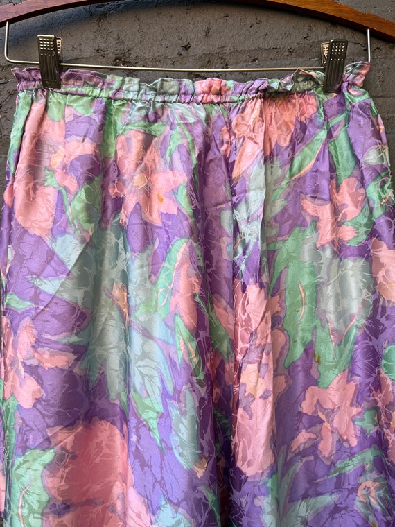 1980s Springtime Silk Maxi Skirt - image 3