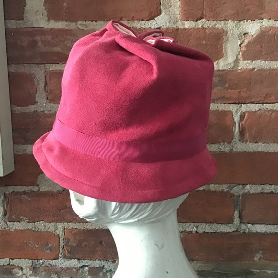 1950s Barbara Lee Raspberry Suede Bucket Hat - image 4