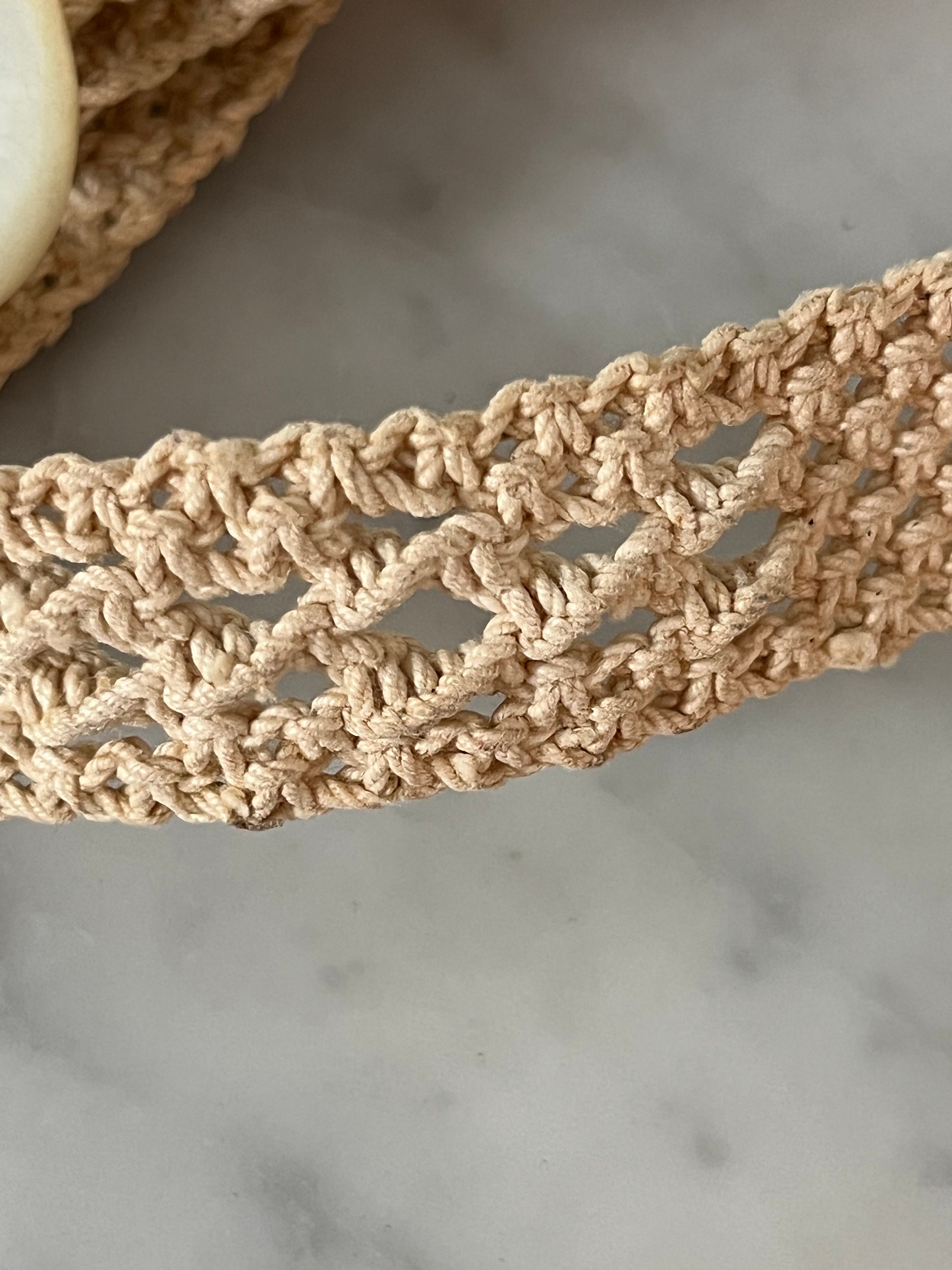 Vintage Macrame Belt With Mother of Pearl Buckle - Etsy display picture 2