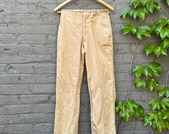 1960s Vietnam Era US Army Khaki Cotton Twill Trousers 30 x 30