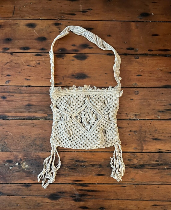 1960s Handmade Macrame Shoulder Bag