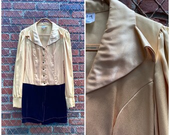 Jaren 1960 Charme van Hollywood Satijn en Fluwelen Shortalls Pak