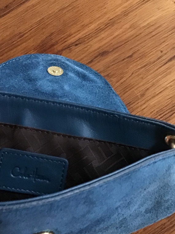 Vintage Cole Haan Blue Suede Shoulder Bag - image 8
