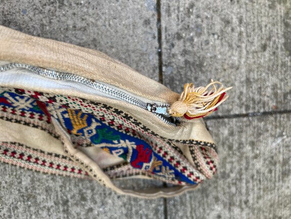 Woven Cotton Shoulder Duffel Tote Bag, 1960s/Folk… - image 8