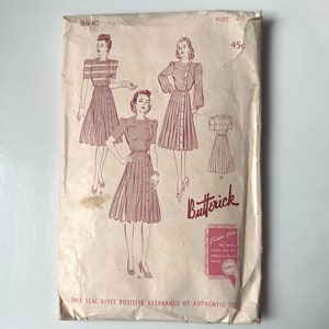 1940s Butterick Dress Pattern/Original/Size 40