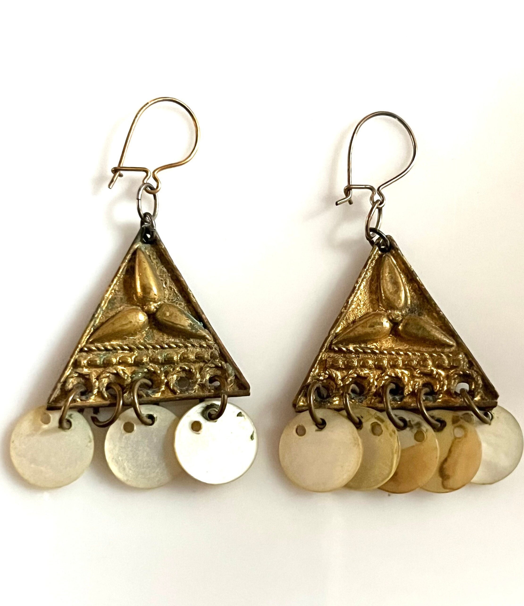 Boucles D'oreilles Vintage Années 1960 – Laiton Patiné