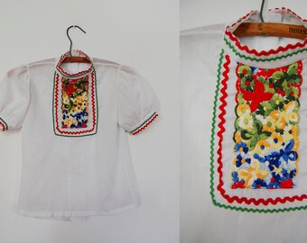 Vintage Girl's Embroidered  Blouse