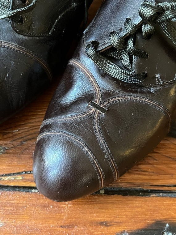 1940s Brown Leather Oxford Tie Heels/Rockabilly S… - image 6