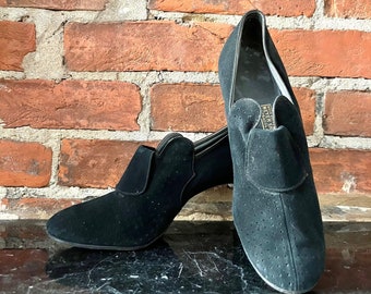 1940s Black Suede Pumps 8.5AA/Rockabilly Style