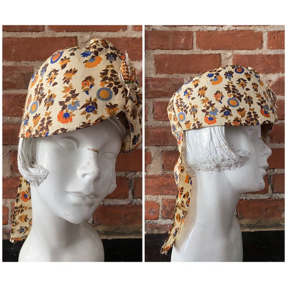 1930s Silk Turban with Back Flap Feature - image 1