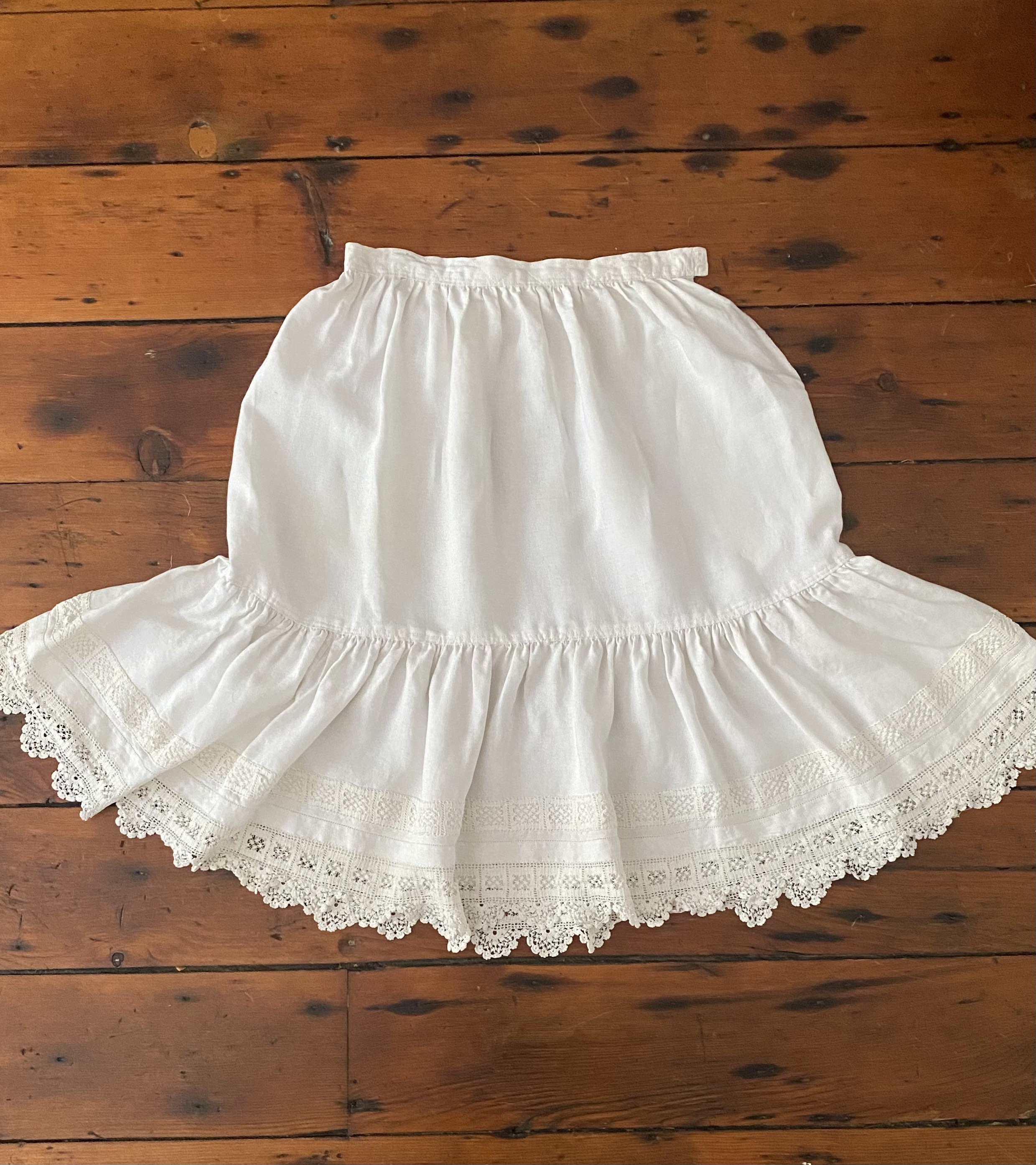 Victorian Gathered Linen Skirt With Hand Crocheted Trim - Etsy