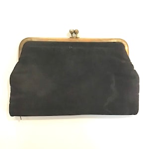 1950s Black Faille Clutch