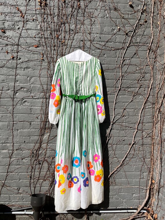 1960s Apple Printed Mod Maxi Dress