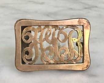 Early 20th Century Monogram Brass Scarf Clip