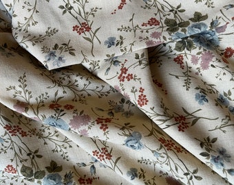 Vintage Couleur International Natural Floral Linen Blend Fabric/Price per Yard