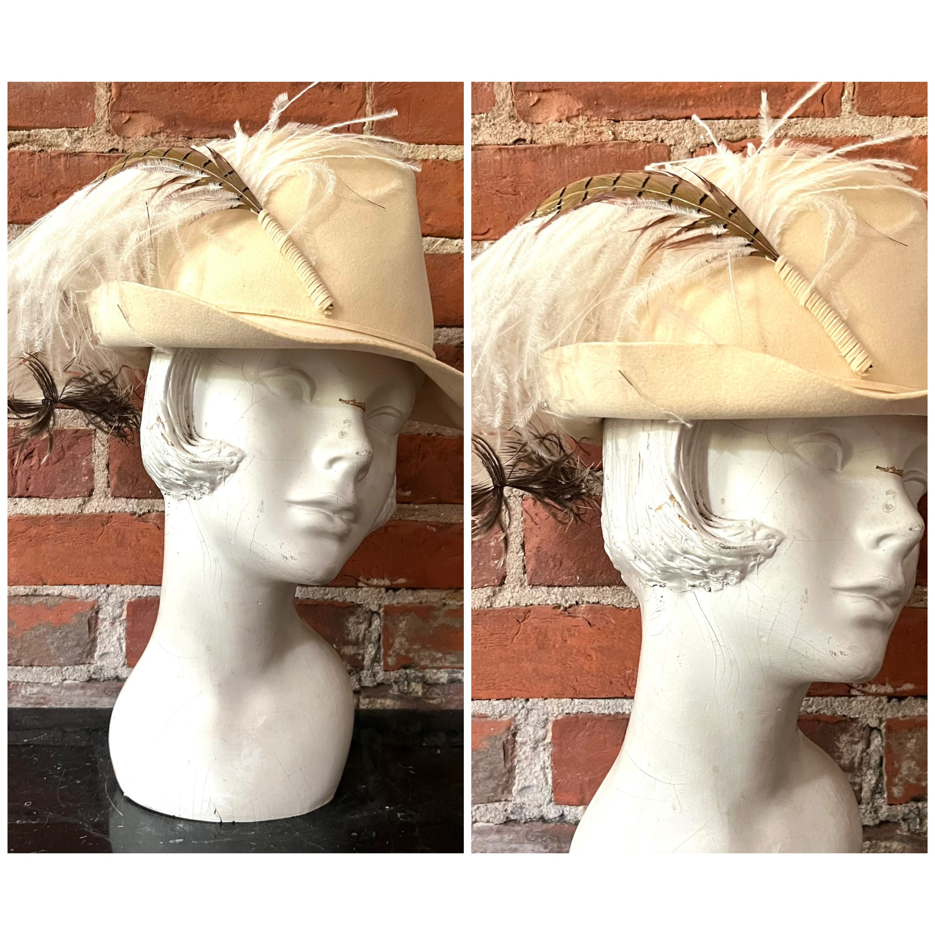 MR. JOHN Vintage 100% Wool Umber Hat w/ Ostrich Feather Mr. John 100% Wool Hats for Women for sale | eBay main image 2