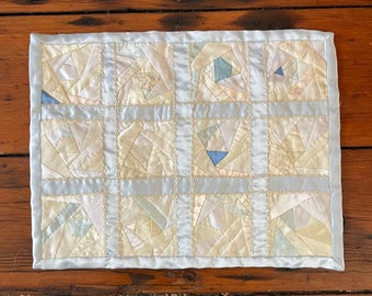 Vintage Miniature Handmade Satin Quilt