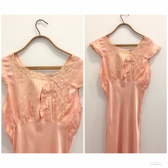 1930s Peach Silk Gown
