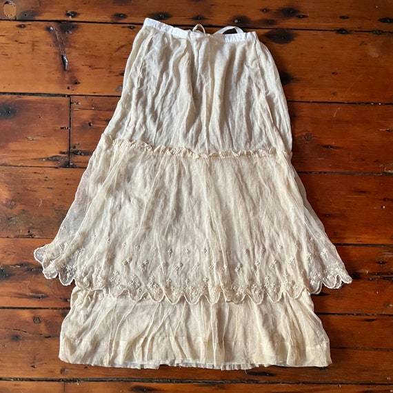 Victorian Embroidered Net Lace and Gauze Tiered Skirt Etsy