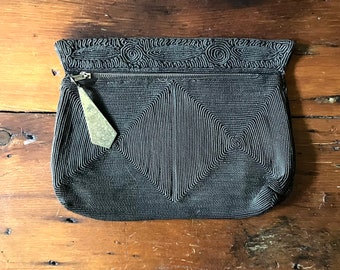 1930s Brown Cord Clutch/Art Deco