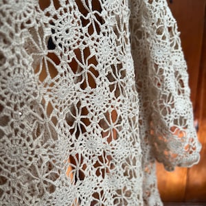 Antique Hand Crocheted Textile/Spider Web Design/Victorian Farmhouse/Cottage
