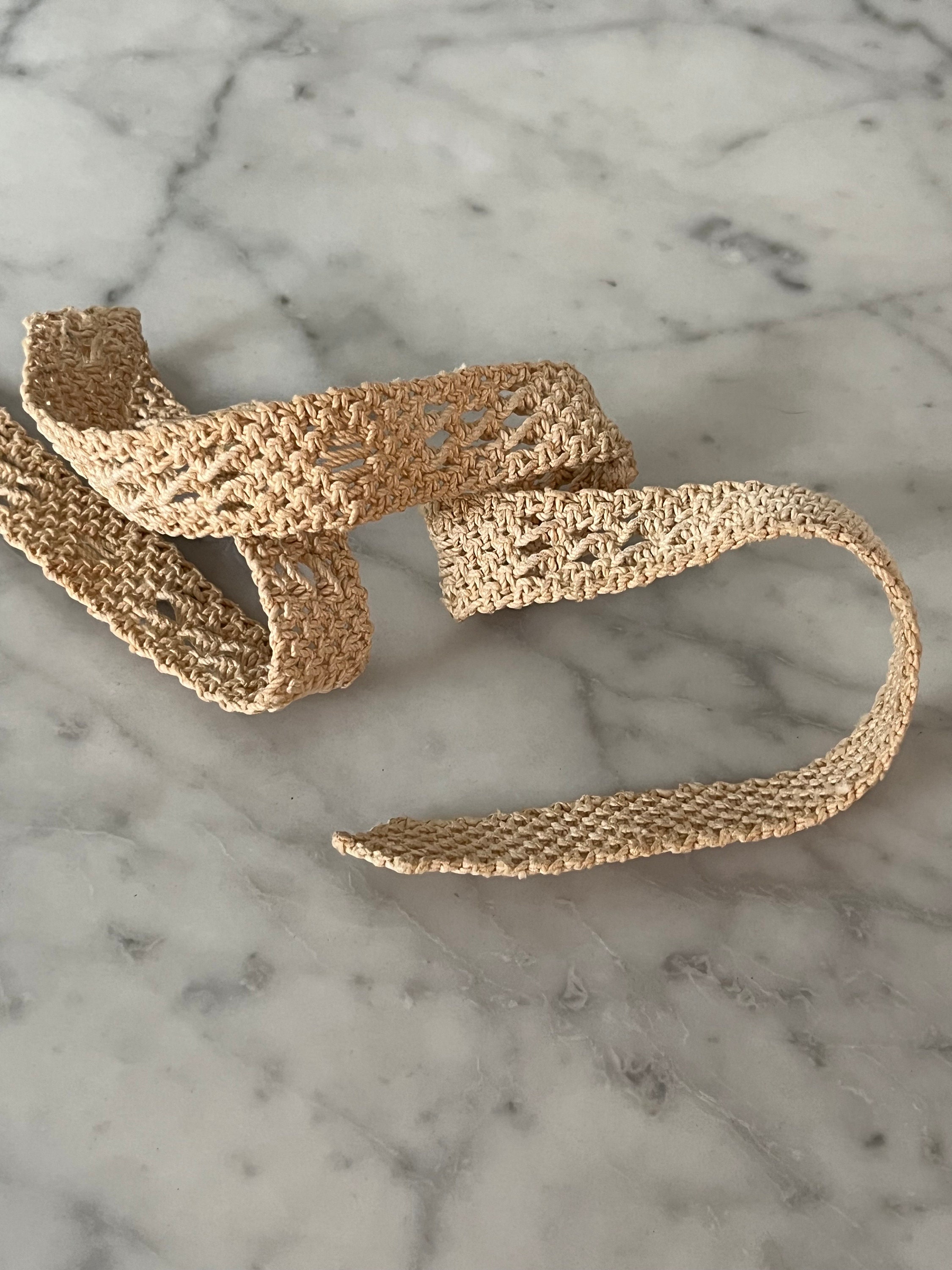 Vintage Macrame Belt With Mother of Pearl Buckle - Etsy display picture 1