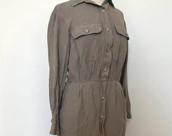 Vestido safari de mezcla de lino de Banana Republic