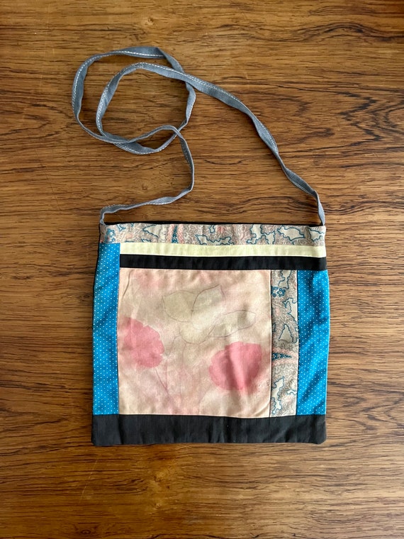 Borsa a tracolla/tote in cotone vintage anni '60 tinti a mano e