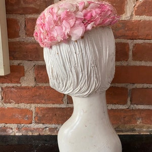 1950s Pink Pillbox Hat with Pink Flowers image 5