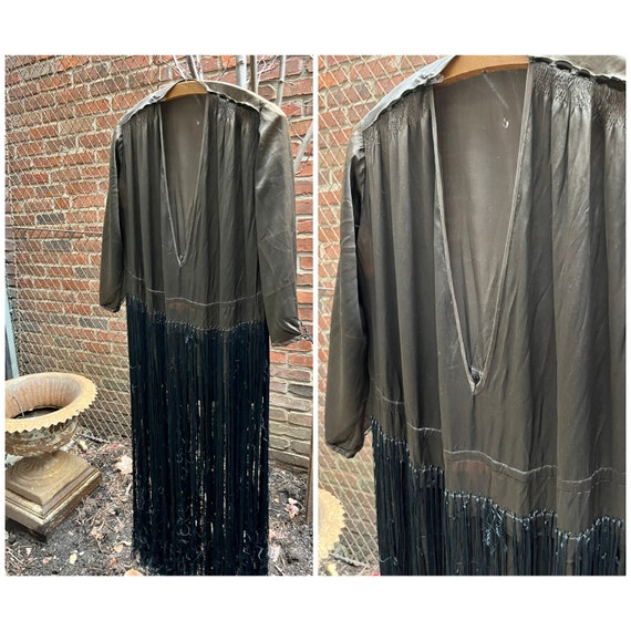 Antique 1910s-1920s Fringed Silk Dress/Great Gatsb