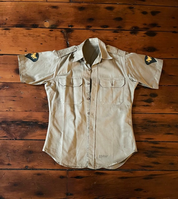 1950s 1960s Army Issue Khaki Shirt/U.S. Military - image 1