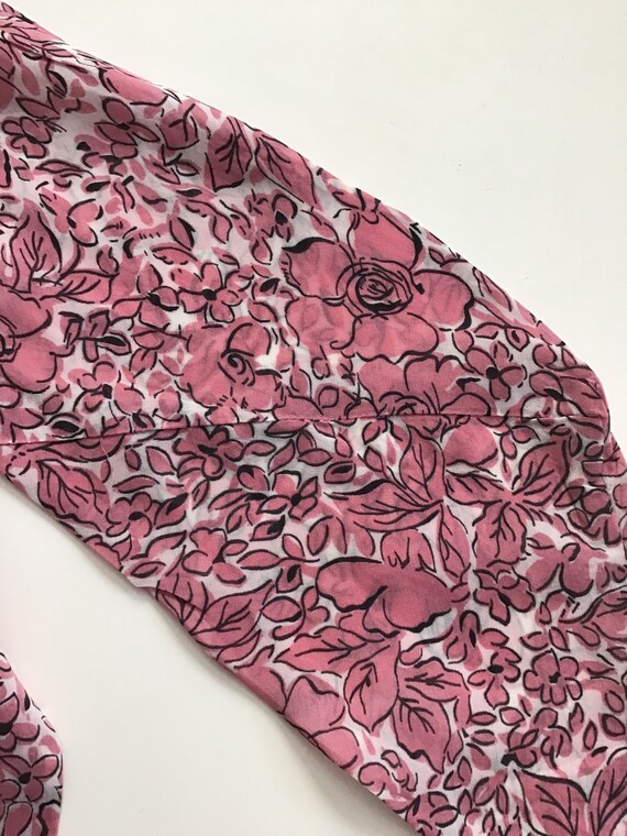 1930s Pink Floral Rayon Scarf - image 8