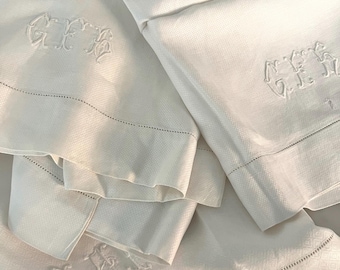 Vintage Monogrammed Linen Hand Towels, As Is