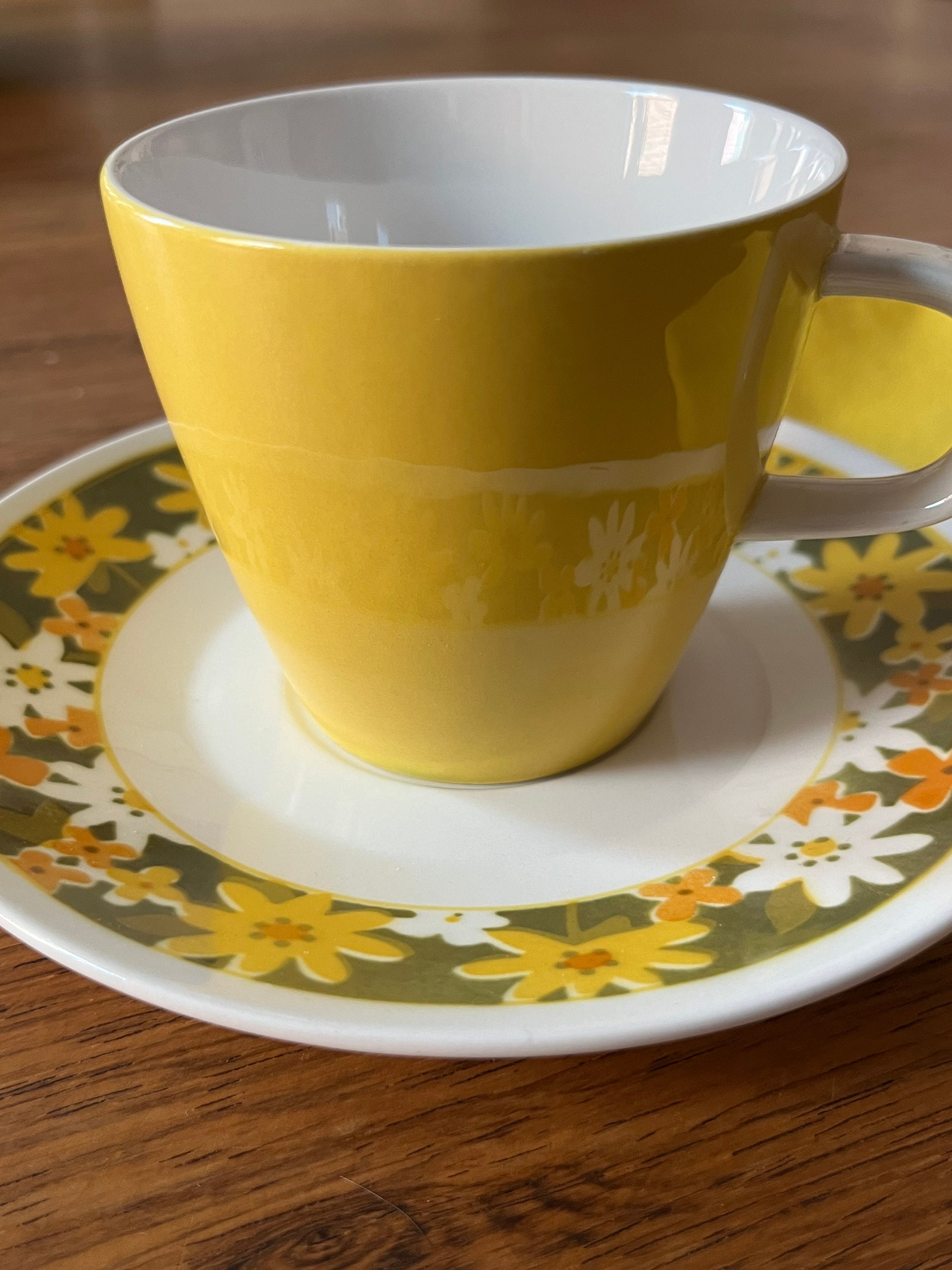 MIKASA 　シュガーポット　カップ&ソーサー　プレート Vintage Mikasa Cera-stone Fresca Saucer and Mikasa Yellow Cup - Etsy