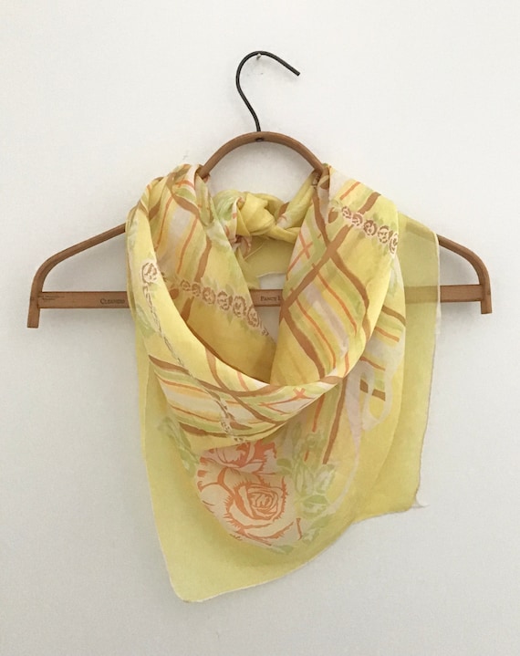 Vintage Yellow Silk Scarf - image 1