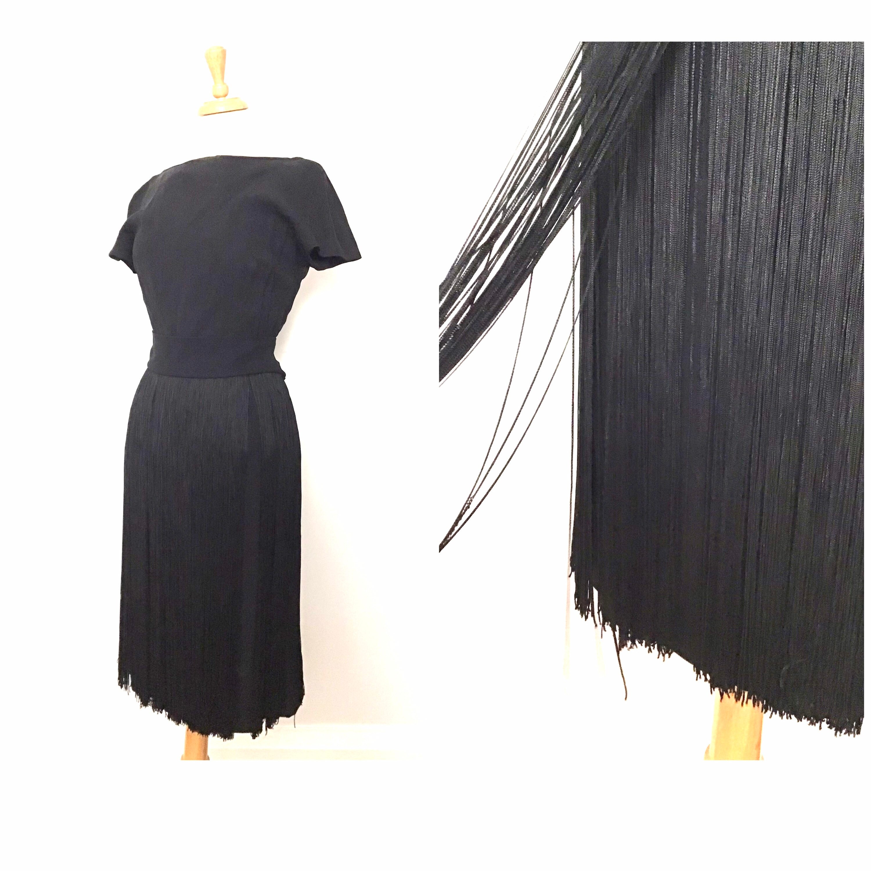 1960s Five-Thirty P.M. Fringed Crepe Dress