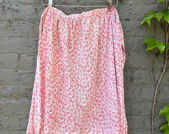 1960s Pink Flowered Cotton Apron