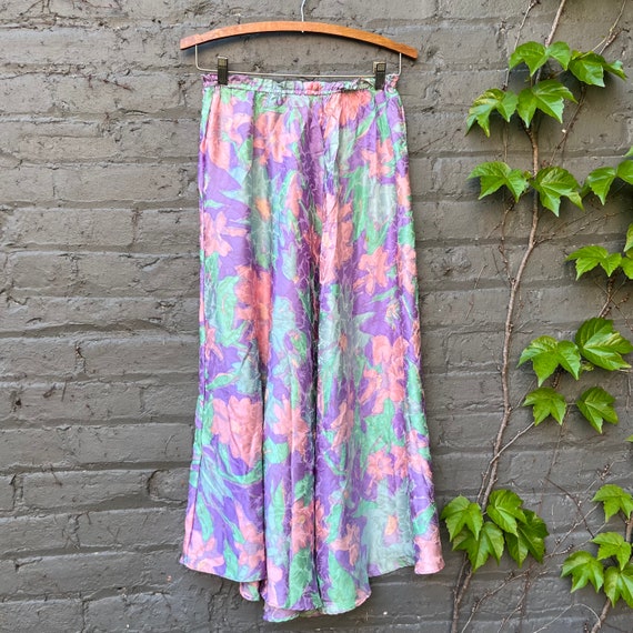 1980s Springtime Silk Maxi Skirt - image 1