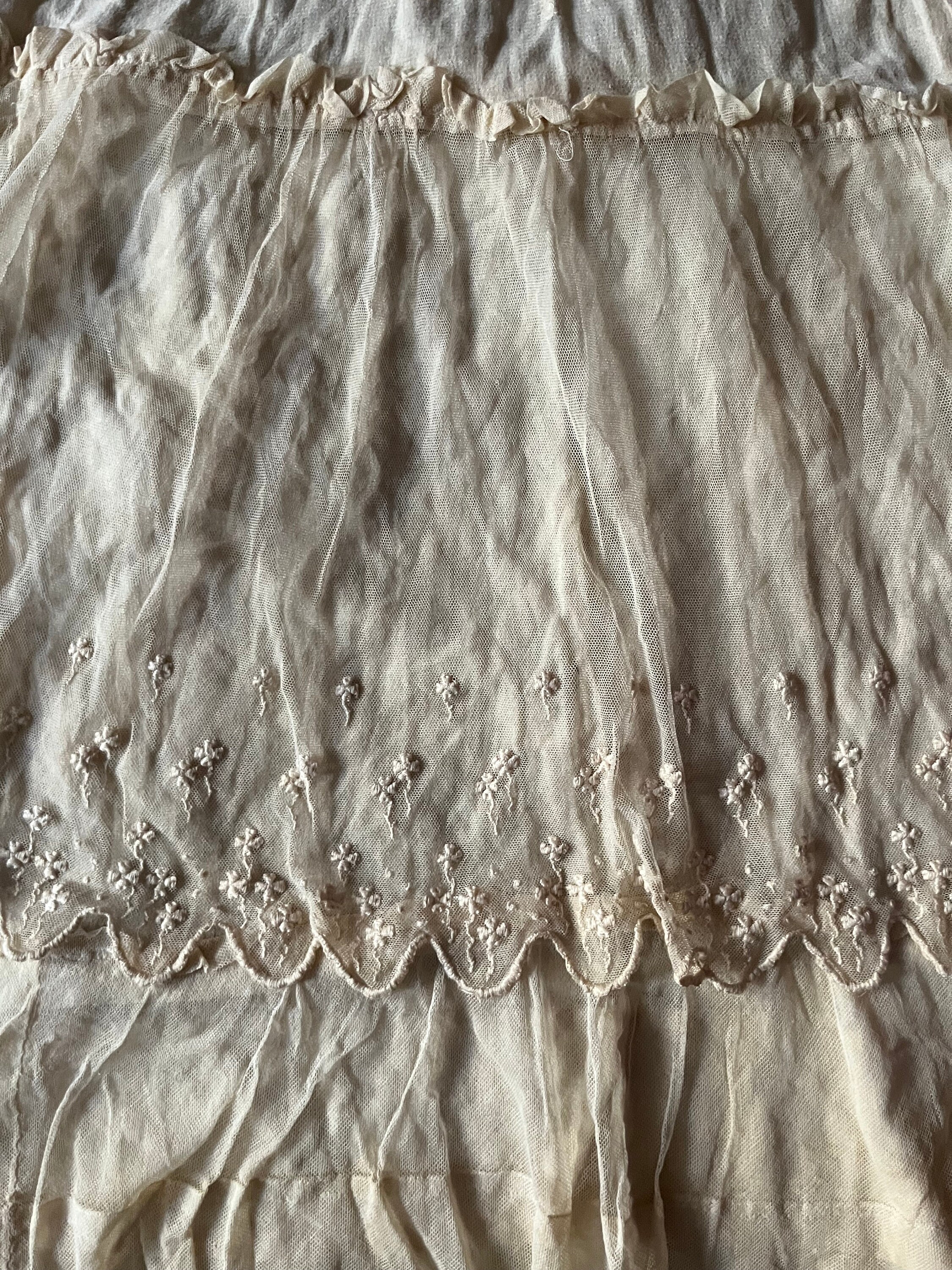 Victorian Embroidered Net Lace and Gauze Tiered Skirt Etsy Canada