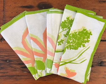 Vintage Vera Springtime Leaves and Butterflies Napkin Set/Green and Peach