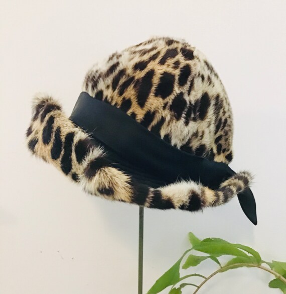 1950s 1960s Germaine Batiard Leopard Fur Bucket Ha