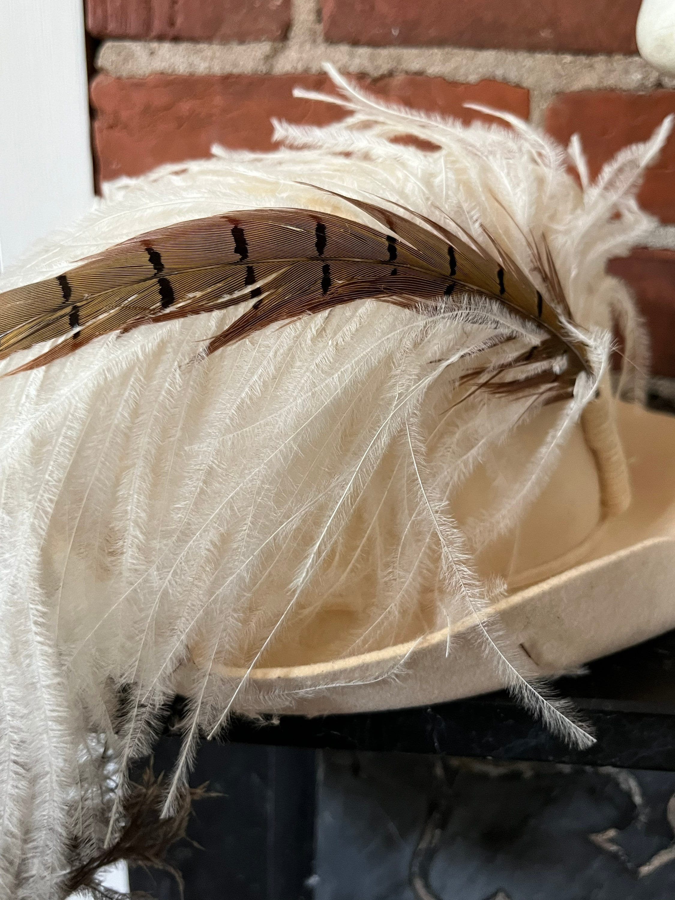 Vintage Mr. John Cream Felt Brimmed Hat With Feathers - Etsy
