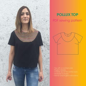 PDF sewing pattern and DIY tutorial of the Pollux TOP or blouse for women
