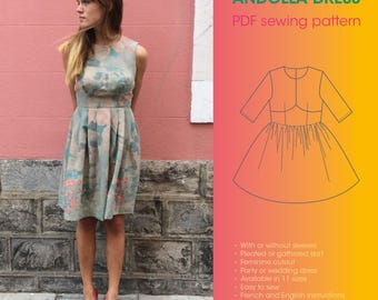 PDF sewing pattern and tutorial of the Andolla bridal DRESS for Women