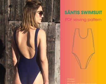 Patrón de costura en PDF y tutorial DIY del BAÑADOR de una pieza de pierna alta Säntis para mujer