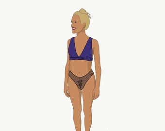 PDF sewing pattern and tutorial DIY of the Liskamm two-piece BIKINI swimsuit for women