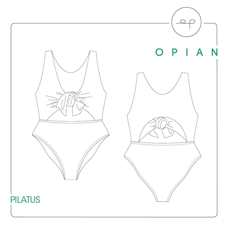 PDF sewing pattern and tutorial DIY of the Pilatus one-piece SWIMSUIT or bathing suit or swimwear for women image 2