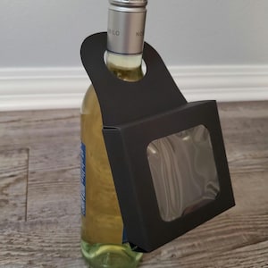 Black kraft paper wine bottle hanging treat boxes - Pack of 5