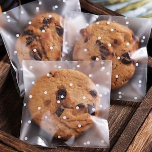 Frosted Polka Dot Cookie Bags: Self Adhesive Treat Bags, 25 per pack